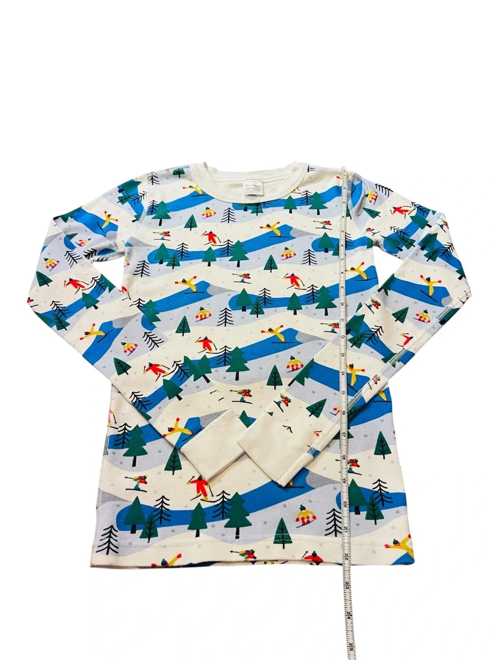 Hanna Andersson White and Blue Ski Print Kids Pajama Set Size 14